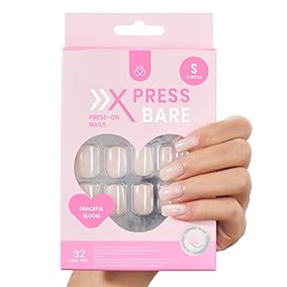 Beetles X PRESS BARE Graceful Bloom Short Square Press-On Nails